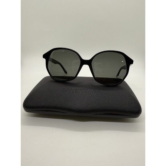 Balenciaga BB0005S 001 58-17 140 Round/Oval Black Grey Sunglasses Cat.3 & Case - Picture 1 of 16